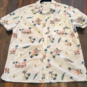 American Eagle White Tropical Print Men's Shirt